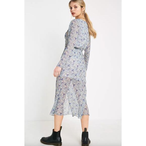 The East Order Serena Low V-Neck Floral Midi Dress Size X-Small Lightweight Boho - Picture 5 of 15